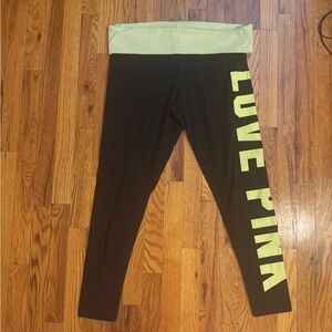 VS PINK lime green fold over leggings xl